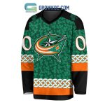 Columbus Blue Jackets St.Patrick'S Day Personalized Long Sleeve Hockey Jersey