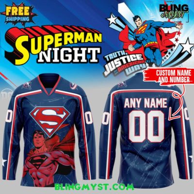 Columbus Blue Jackets Superman Night Special Hockey Jersey