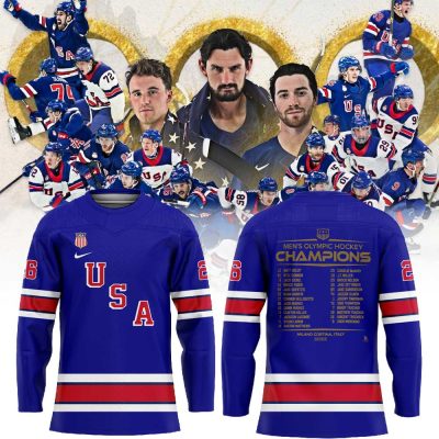 U.S. 2026 Olympic Milano Cortina Men’S Team Championship Hockey Jersey Blue