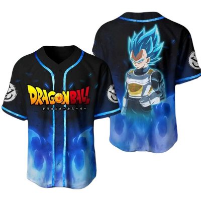Dragon Ball Super Baseball Jersey – Blue Flame Vegeta Design – Anime Fans Gift