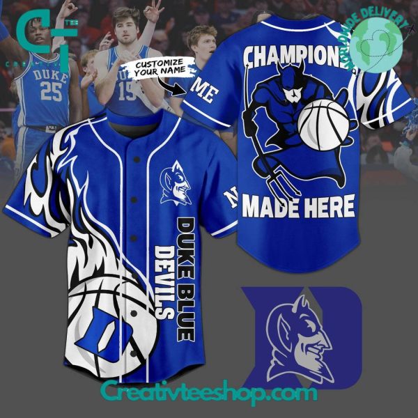 Duke Blue Devils Ncaa Basketball Champions Made Here Baseball Jersey