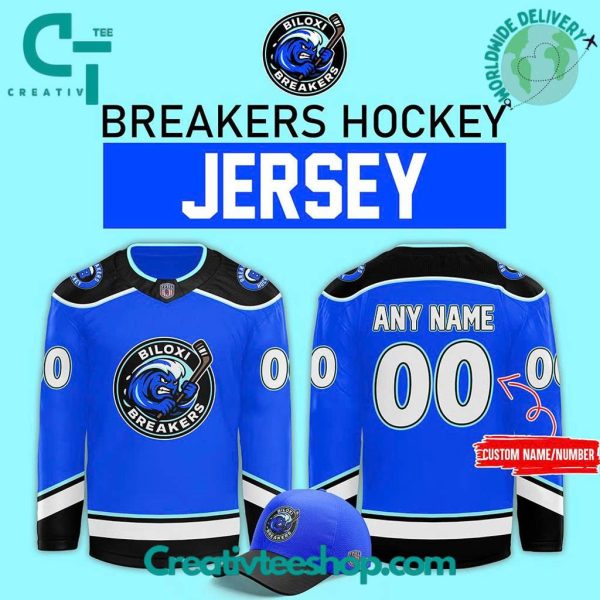 Biloxi Breakers Special New 2025 Blue Custom Hockey Jersey