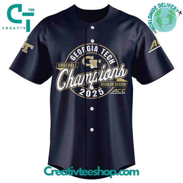 Georgia Tech Yellow Jackets 2025 Acc Baseball Regular Season Champions Baseball Jersey