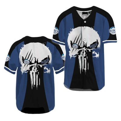 Skull Design Baseball Jersey - Cool Blue & Black - Unisex - Perfect For Fans & Casual Wear!