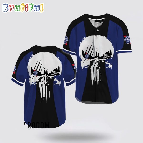 Ghost Head White Skull Pabst Blue Ribbon Baseball Jersey