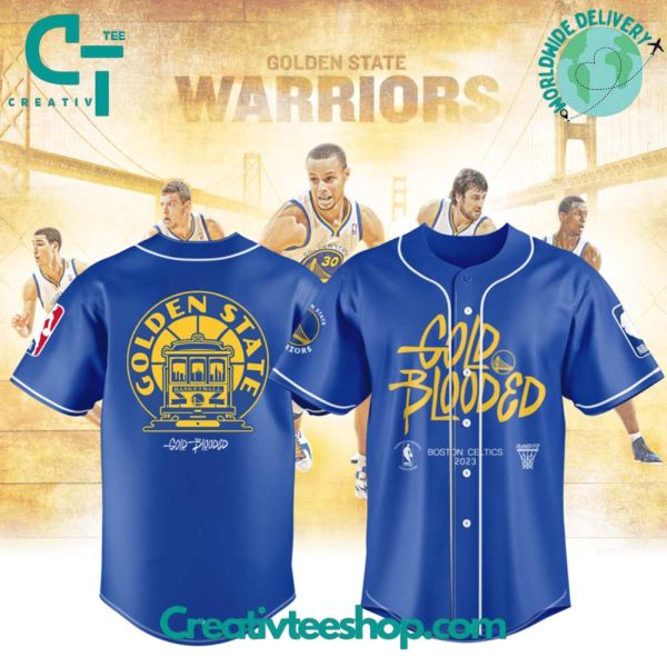 Golden State Warriors Gold Blooded Blue Baseball Jersey