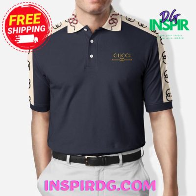 Gucci Limited Edition Dark Blue Logo On Sleeves Polo Shirt