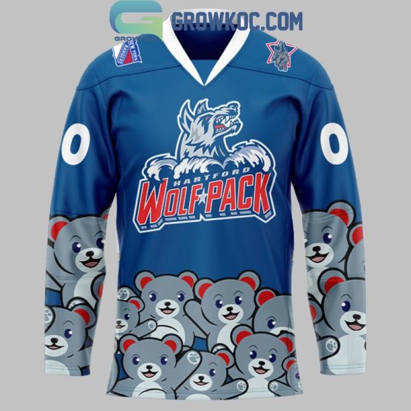 Hartford Wolf Pack Teddy Bear Toss Blue Personalized Hockey Jersey