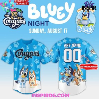 Kane County Cougars X Bluey Custom Baseball Jersey