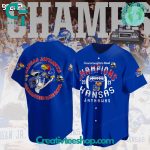Kansas Jayhawks 2023 Guaranteed Rate Bowl Champions Blue Baseball Jersey