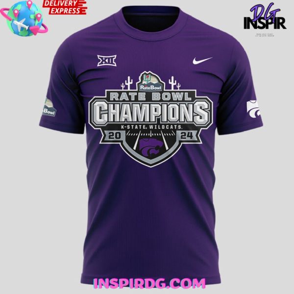 Kansas State Wildcats 2024 Rate Bowl Champions Purple T-Shirt