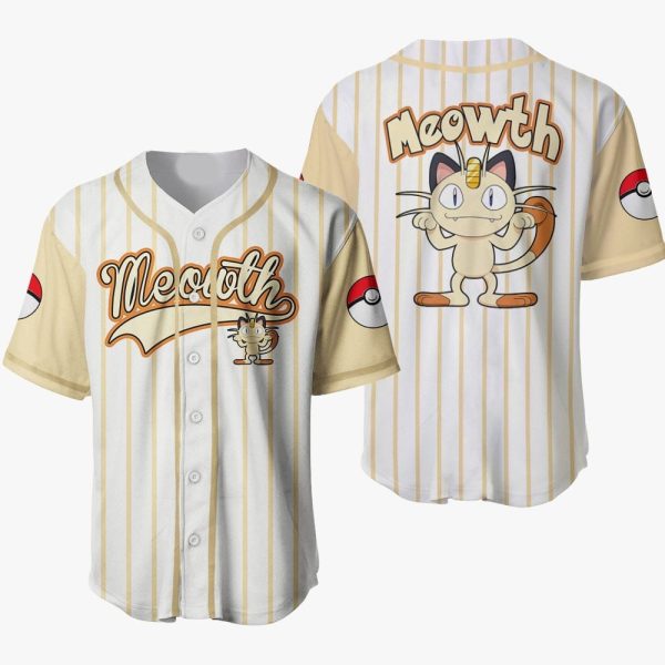 Meowth Baseball Jersey T-Shirt - Cute Anime Design For Fans & Collectors