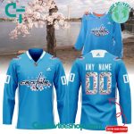 Nhl Washington Capitals Cherry Blossom Blue Hockey Jersey