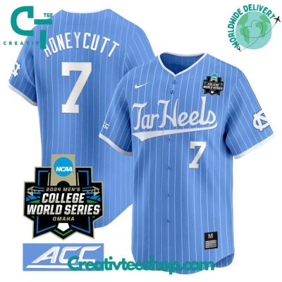 North Carolina Tar Heels 2024 College World Series Baseball Jersey - Blue Pinstripes