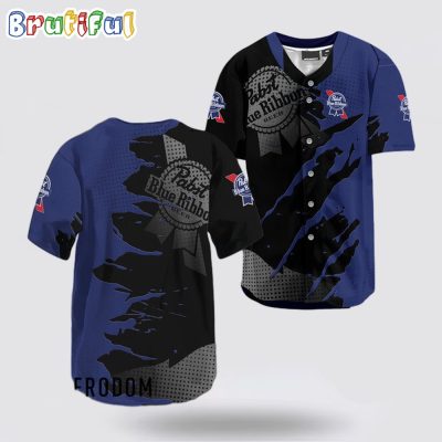 Pabst Blue Ribbon Metal Crack Pattern Baseball Jersey