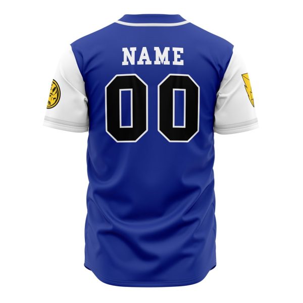 Personalized Triceratops Blue Power Rangers Baseball Jersey