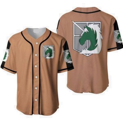 Unisex Tan Unicorn Crest Baseball Jersey - Stylish Anime-Inspired Sportswear