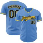 Custom Powder Blue Navy-Yellow Authentic Baseball Jersey