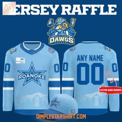 Roanoke Rail Yard Dawgs Jersey Rafler Light Blue 2026 Hockey Jersey