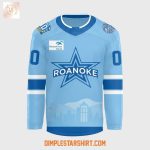 Roanoke Rail Yard Dawgs Jersey Rafler Light Blue 2026 Hockey Jersey