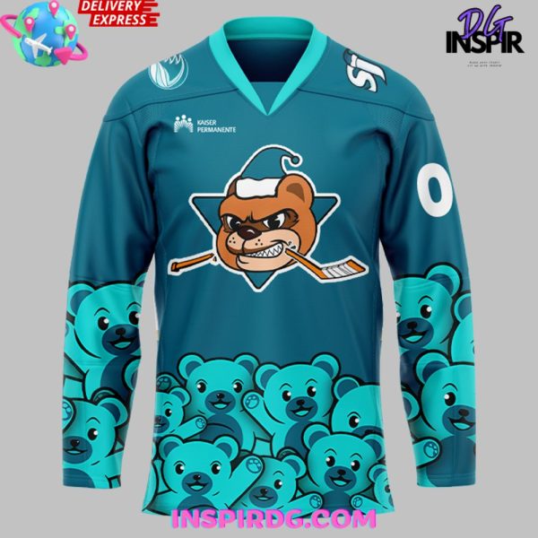 San Jose Barracuda Teddy Bear Edition Blue Hockey Jersey