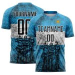 Custom Blue Black-White Argentina Patriotic Sports Sublimation Soccer Uniform Jersey