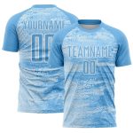 Custom Light Blue White Argentina Geometric Pattern Sports Sublimation Soccer Uniform Jersey