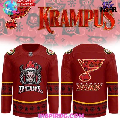 St. Louis Blues Christmas Devil Krampus Holiday Hockey Jersey