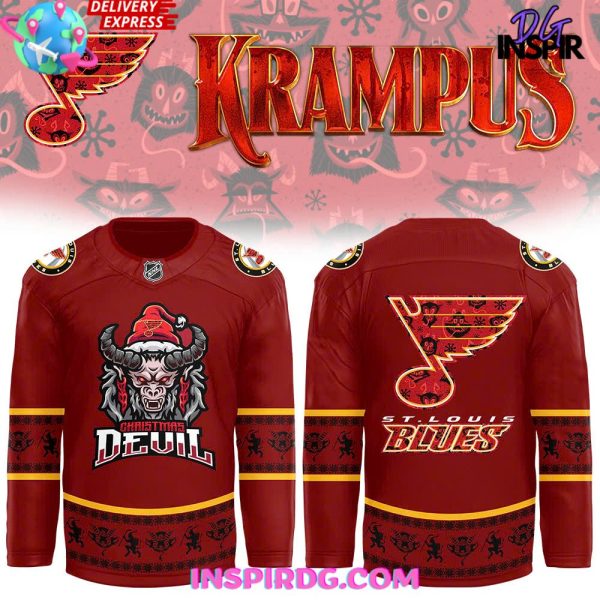 St. Louis Blues Christmas Devil Krampus Holiday Hockey Jersey