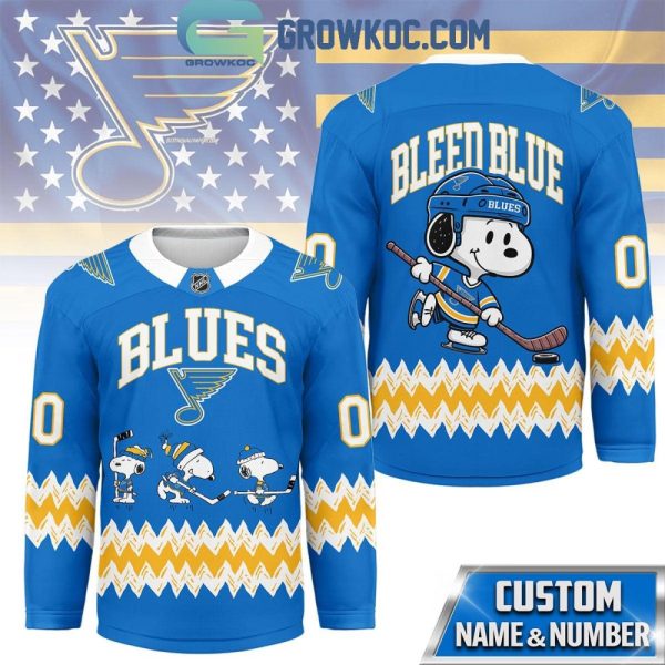 St. Louis Blues Snoopy Peanuts Bleed Blue Hockey Jersey