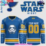 St. Louis Blues X Star Wars Night 2024 Custom Blue Hockey Jersey