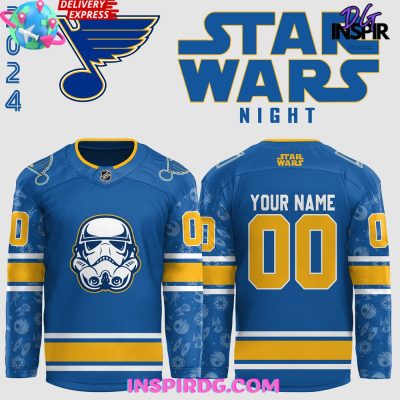 St. Louis Blues X Star Wars Night 2024 Custom Blue Hockey Jersey