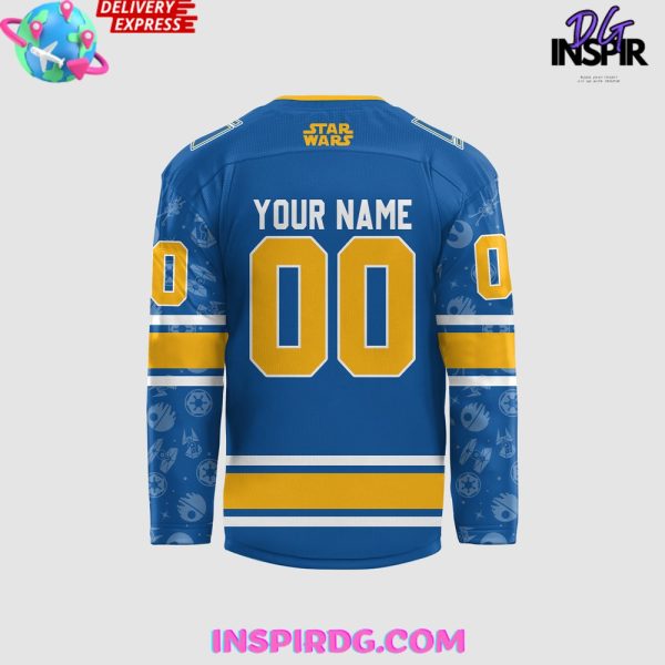 St. Louis Blues X Star Wars Night 2024 Custom Blue Hockey Jersey