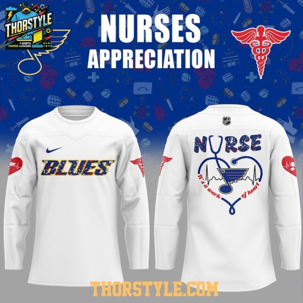 St. Louis Blues Nurses Appreciation Work Of Heart 2025 Hockey Jersey