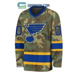 St. Louis Blues Special Camo Veteran Design Personalized Hockey Jersey