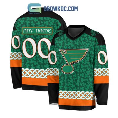 St. Louis Blues St.Patrick'S Day Personalized Long Sleeve Hockey Jersey