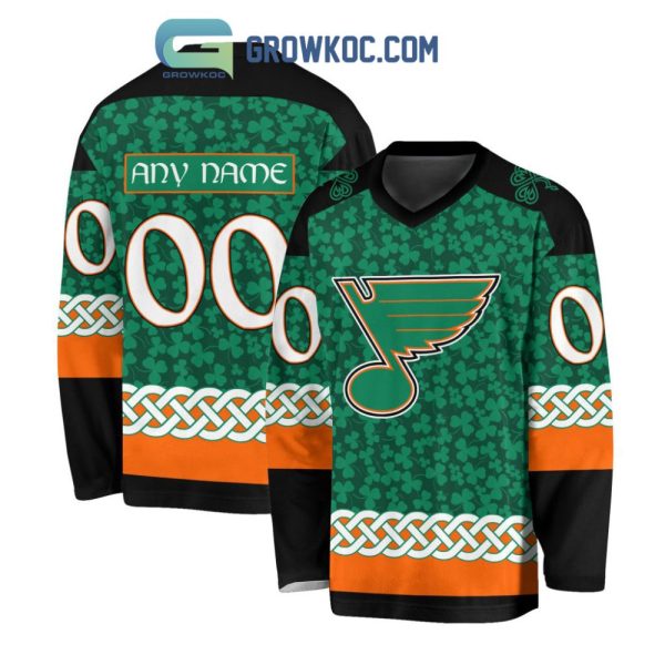 St. Louis Blues St.Patrick'S Day Personalized Long Sleeve Hockey Jersey