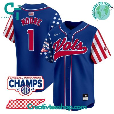 Tennessee Volunteers 2024 Independence Day Royal Blue Baseball Jersey
