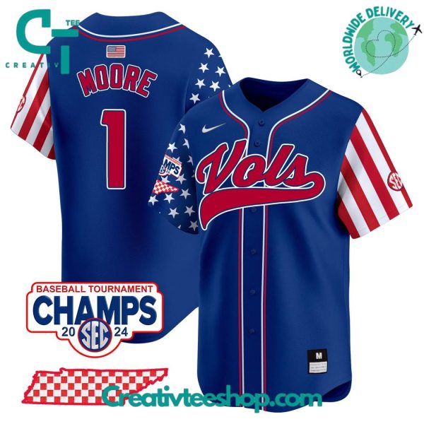 Tennessee Volunteers 2024 Independence Day Royal Blue Baseball Jersey