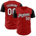 Custom Red Black Pinstripe White Authentic Two Tone Baseball Jersey