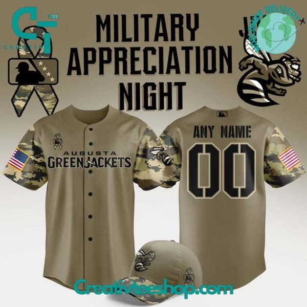 Augusta Greenjackets Military Appreciation Night 2025 Camo Baseball Jersey