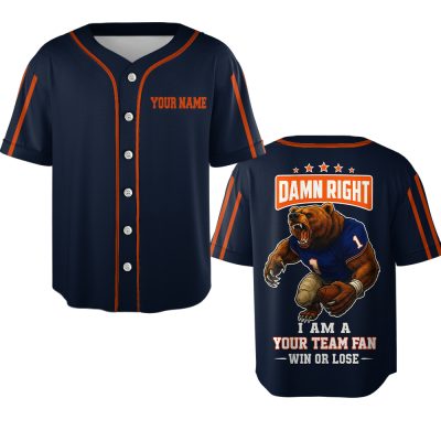 Custom Your Team Name Sport Fan Baseball Jersey - Bold Design For Win Or Lose Supporters
