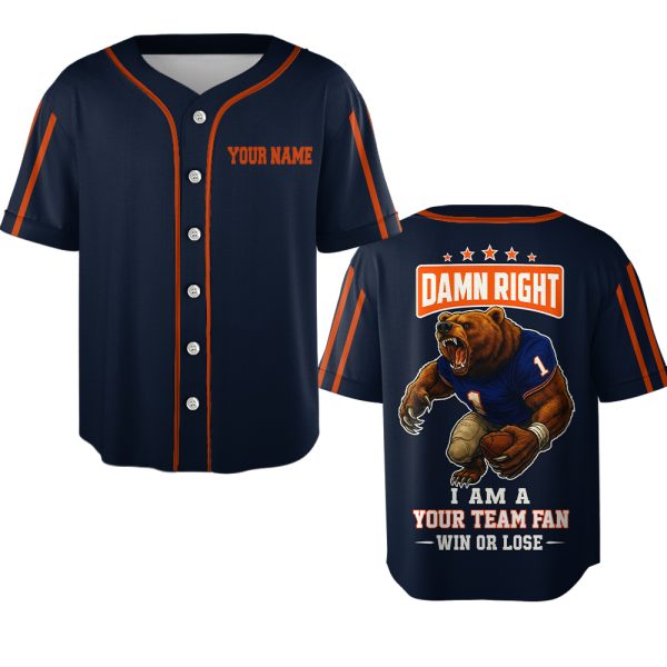 Custom Your Team Name Sport Fan Baseball Jersey - Bold Design For Win Or Lose Supporters