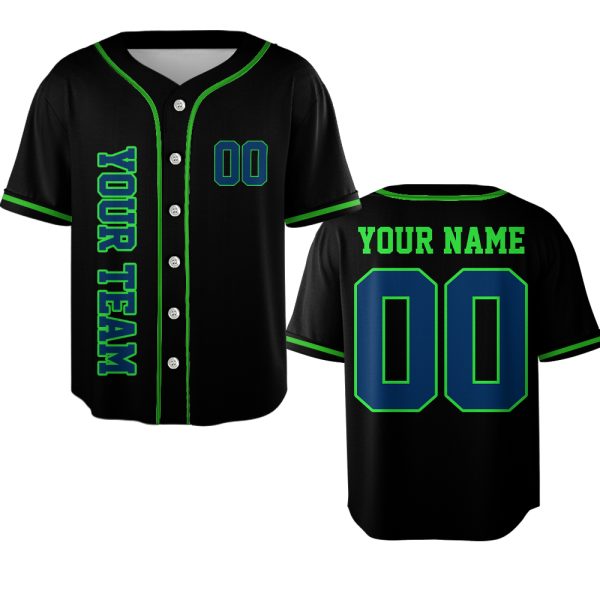 Custom Your Team Name Sport Fan Baseball Jersey - Limited Edition Black & Green Football Shirt