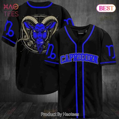Capricorn Zodiac Baseball Jersey - Stylish Black & Blue Horoscope Shirt