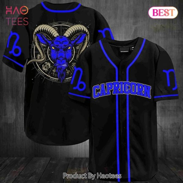 Capricorn Zodiac Baseball Jersey - Stylish Black & Blue Horoscope Shirt