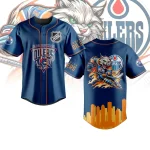 Edmonton Oilers Nhl Fan Jersey - Stylish Blue Graphic Tee For Hockey Enthusiasts