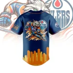 Edmonton Oilers Nhl Fan Jersey - Stylish Blue Graphic Tee For Hockey Enthusiasts