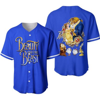 Disney Beauty And The Beast Baseball Jersey - Vibrant Blue Unisex Top, Perfect Gift For Fans