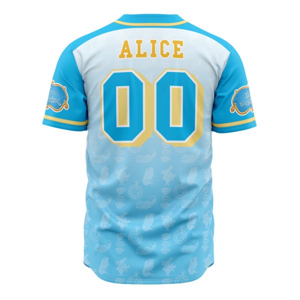 Wonderland Themed Baseball Jersey – Vibrant Blue & Yellow Design For Fans